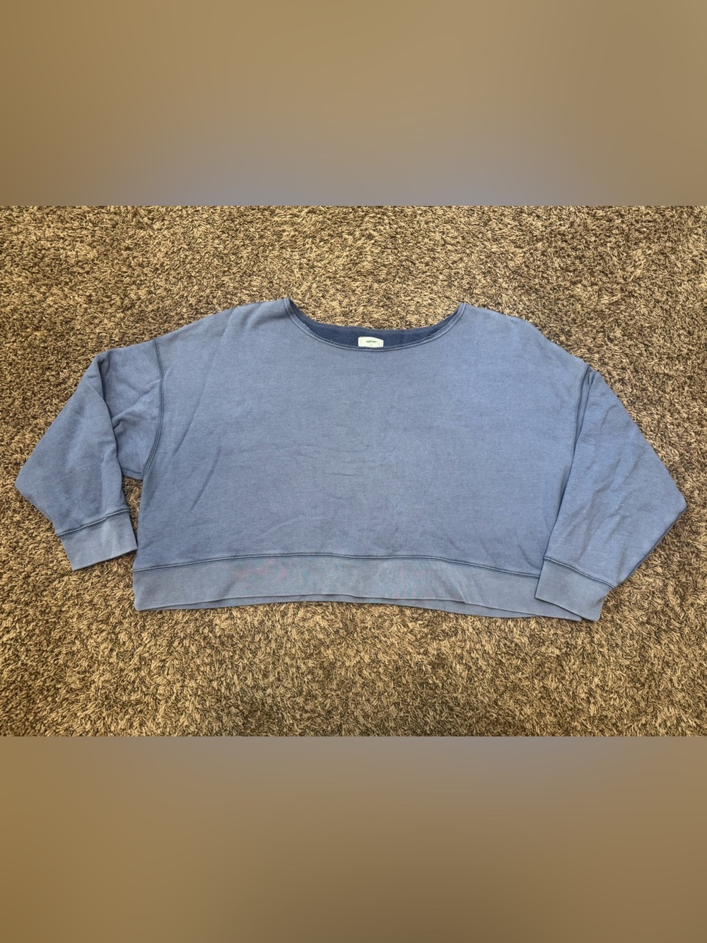 Aerie Blue Oversized Cropped Crewneck Sweatshirt